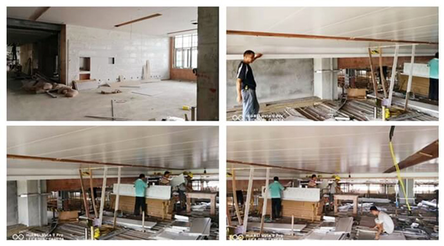 A級防火墻板安裝現場